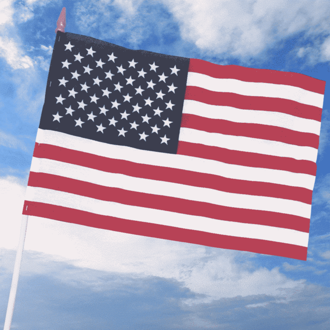 American Cotton Stick Flag with Spear 12"x18" 30"x.3125"