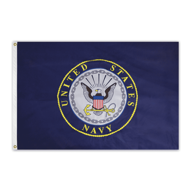 Navy Outdoor Double Sided Embroidered Nylon Flag - 3'x5' - Image 2