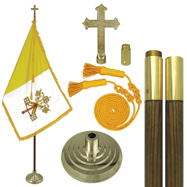 Vatican City Papal Indoor Oak Flag Set 8' Valley Forge